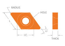 Load image into Gallery viewer, Dorian Tool Insert DNMG-431-PEF Grade DPC25UT / Diamond, 55°, Negative, 1/2&quot;
