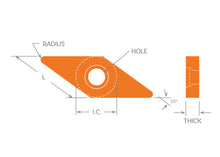 Load image into Gallery viewer, Dorian Tool Insert VNMG-331-SEF Grade DSP15HT / Diamond, 35°, Negative, 3/8&quot;
