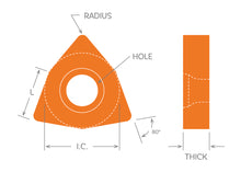 Load image into Gallery viewer, Dorian Tool Insert WNMG-431-SEM Grade DUP35RT / Trigon, 80°, Negative, 1/2&quot;
