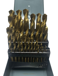 29 Piece Tin Coated HSS Drill Set 1/16-1/2 by 64THS