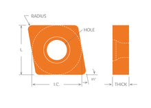 Load image into Gallery viewer, Dorian Tool Insert CNMG543 KER Grade DKC15RT / Diamond, 80°, Negative, 5/8&quot;
