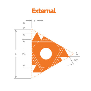 Dorian Tool Threading Insert 22ER-N60 Grade DVP656/ Right Hand, External, Lay Down, 60°, 1/2"